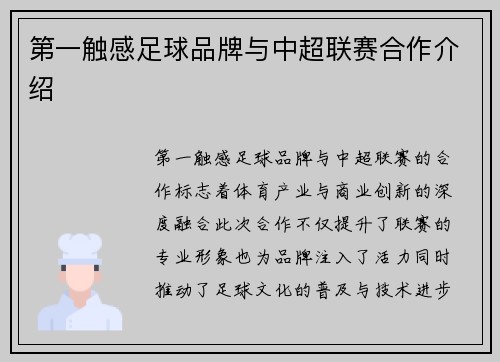 第一触感足球品牌与中超联赛合作介绍